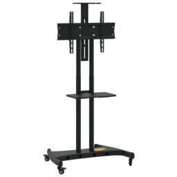 Berkfield Home TV Stand on Wheels 32-70 Inch Screen Max VESA 600x400 mm 60kg in Black - thumbnail 2