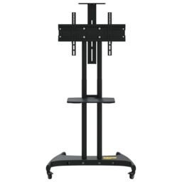 Berkfield Home TV Stand on Wheels 32-70 Inch Screen Max VESA 600x400 mm 60kg in Black - thumbnail 3