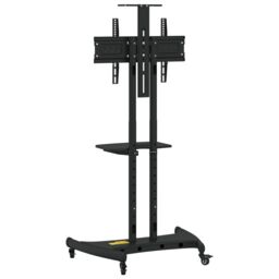 Berkfield Home TV Stand on Wheels 32-70 Inch Screen Max VESA 600x400 mm 60kg in Black - thumbnail 5