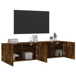 Berkfield Home TV Cabinets Wall-mounted 2 pcs Smoked Oak 80x30x41 cm in Brown - Size: 80 x 30 x 41 cm - thumbnail 5