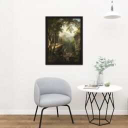 "Artery8 Wall Art Print Durand Kindred Spirits Painting Large Framed Wall Décor Art in Brown - Size: W18"" x H24""" - thumbnail 2