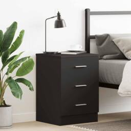 Berkfield Home Bedside Cabinet Black 38x35x56 cm Engineered Wood - Size: 38 x 35 x 56 cm - thumbnail 2