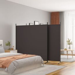 Berkfield Home 3-Panel Room Divider Brown 525x180 cm Fabric - thumbnail 1