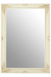 Orsina Stunning Gold Finish Wall Mirror, Decorative Functional Hallway Mirror For Livingroom, Elegant Modern Mirror in White