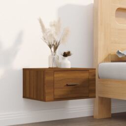 Berkfield Home Wall-mounted Bedside Cabinets 2 pcs Brown Oak 50x36x25 cm - Size: 50 x 36 x 25 cm - thumbnail 3