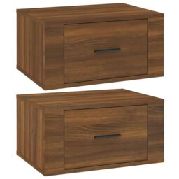 Berkfield Home Wall-mounted Bedside Cabinets 2 pcs Brown Oak 50x36x25 cm - Size: 50 x 36 x 25 cm - thumbnail 2