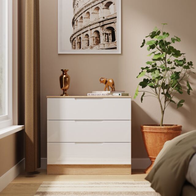 Ready Assembled 2 U Lucca 3 Drawer Chest (Ready Assembled) in Light Oak - Size: Medium - image 1