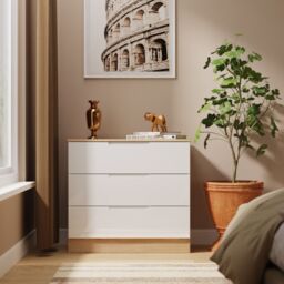 Ready Assembled 2 U Lucca 3 Drawer Chest (Ready Assembled) in Light Oak - Size: Medium - thumbnail 1