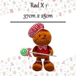 VFM e-Store Christmas Gingerbread Man Decoration 37cm x 25cm Red X 1 - Size: 37 cm x 25 cm - thumbnail 2