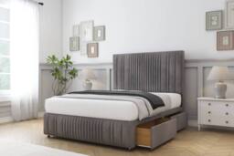 "Comfort Beds The Foxy Naples Divan Set 2 Drawers-54"" Headboard-Footboard in Grey - Size: King" - thumbnail 2