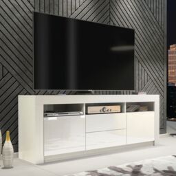 Creative Furniture TV Unit 160cm Modern - White with High Gloss Doors - thumbnail 6