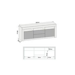Creative Furniture TV Unit 160cm Modern - White with High Gloss Doors - thumbnail 4