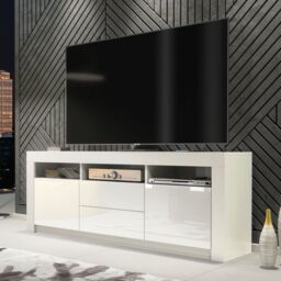 Creative Furniture TV Unit 160cm Modern - White with High Gloss Doors