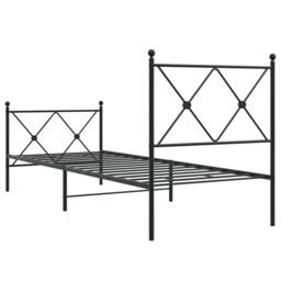 Berkfield Home Metal Bed Frame without Mattress with Footboard Black 75x190cm - Size: 75x190 cm - thumbnail 6