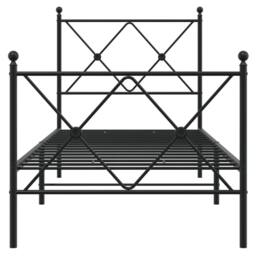 Berkfield Home Metal Bed Frame without Mattress with Footboard Black 75x190cm - Size: 75x190 cm - thumbnail 4