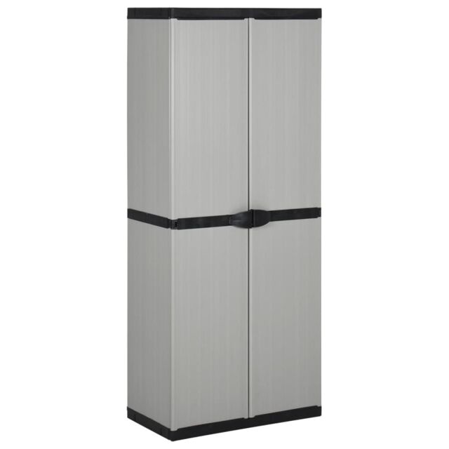 Berkfield Home Garden Storage Cabinet with 3 Shelves Grey&Black 68x40x168 cm in Grey - Size: 68 x 40 x 168 cm - image 1