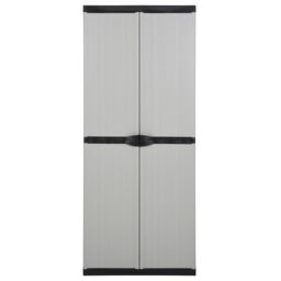 Berkfield Home Garden Storage Cabinet with 3 Shelves Grey&Black 68x40x168 cm in Grey - Size: 68 x 40 x 168 cm - thumbnail 2