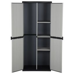 Berkfield Home Garden Storage Cabinet with 3 Shelves Grey&Black 68x40x168 cm in Grey - Size: 68 x 40 x 168 cm - thumbnail 3