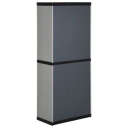 Berkfield Home Garden Storage Cabinet with 3 Shelves Grey&Black 68x40x168 cm in Grey - Size: 68 x 40 x 168 cm - thumbnail 5