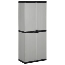 Berkfield Home Garden Storage Cabinet with 3 Shelves Grey&Black 68x40x168 cm in Grey - Size: 68 x 40 x 168 cm - thumbnail 1