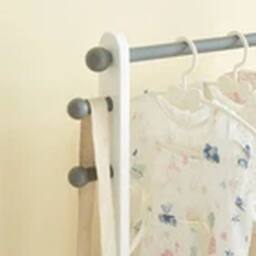 EONLION Kids Hanging Rail with Extra Storage, Kids Clothes Rail in White - thumbnail 2