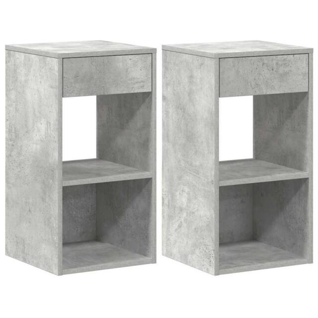 Berkfield Home Bedside Cabinets with Drawer 2 pcs Concrete Grey 35x34x66.5 cm - image 1