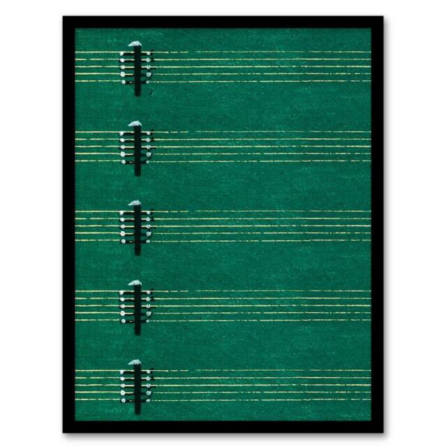Artery8 Furuya Korin Framed Wall Art Print Vintage Lute Strings Pattern in Green - Size: A4 - image 1