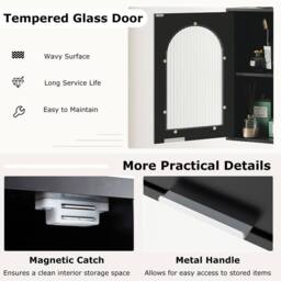 Costway Wall Cabinet Bathroom Cabinet Wooden Medicine Cabinet w/Glass Door in Black - thumbnail 9