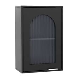 Costway Wall Cabinet Bathroom Cabinet Wooden Medicine Cabinet w/Glass Door in Black - thumbnail 4