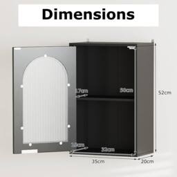 Costway Wall Cabinet Bathroom Cabinet Wooden Medicine Cabinet w/Glass Door in Black - thumbnail 2