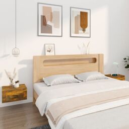 Berkfield Home Wall-mounted Bedside Cabinets 2 pcs Smoked Oak 50x36x25 cm in Brown - Size: 50 x 36 x 25 cm - thumbnail 1