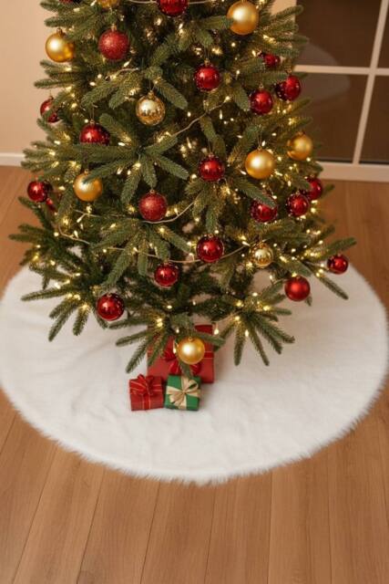 Snow White Plush Christmas Tree Skirt for Holiday Decoration