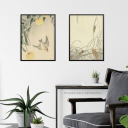 Artery8 Wall Art Print Pack of 3 A4 Ohara Koson Japan Kachō-e Bird & Flower Cuckoo Geese Grasshoppers Japanese Paintings Living Room s Set - thumbnail 6