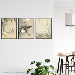 Artery8 Wall Art Print Pack of 3 A4 Ohara Koson Japan Kachō-e Bird & Flower Cuckoo Geese Grasshoppers Japanese Paintings Living Room s Set - thumbnail 3