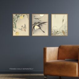 Artery8 Wall Art Print Pack of 3 A4 Ohara Koson Japan Kachō-e Bird & Flower Cuckoo Geese Grasshoppers Japanese Paintings Living Room s Set - thumbnail 2