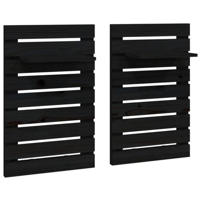Berkfield Home Wall-mounted Bedside Shelves 2 pcs Black Solid Wood Pine - image 1
