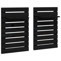 Berkfield Home Wall-mounted Bedside Shelves 2 pcs Black Solid Wood Pine