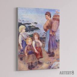 "Artery8 Mussel Fishers at Berneval Renoir Vintage Canvas Wall Art - Size: W18"" x H24""" - thumbnail 2