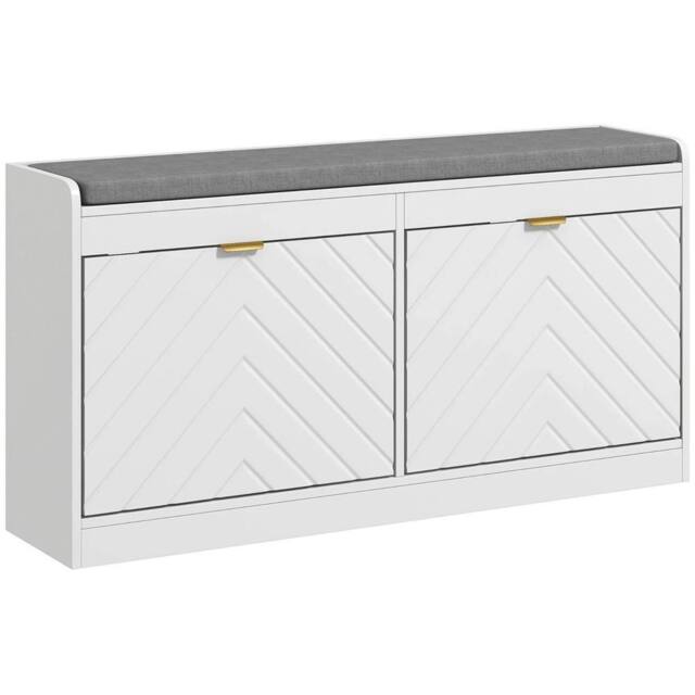 Kelvenix Slim Shoe Storage Bench with Seat in White - Size: 0.6m2 - image 1
