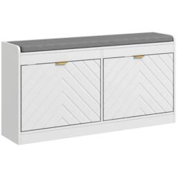 Kelvenix Slim Shoe Storage Bench with Seat in White - Size: 0.6m2