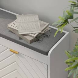 Kelvenix Slim Shoe Storage Bench with Seat in White - Size: 0.6m2 - thumbnail 3