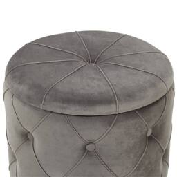 Wyld and Coco Grey Velvet Storage Pouffes with Gold Base - Button Tufted - thumbnail 5