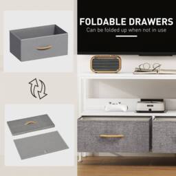 Wyld Haus Avavale 98cm White & Light Grey TV Stand 2 Foldable Fabric Drawers - thumbnail 4