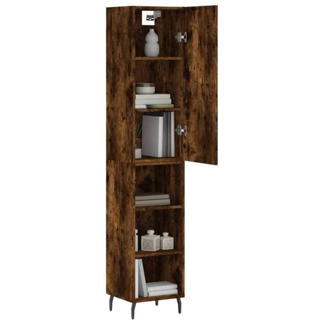 Berkfield Home Highboard Smoked Oak 34.5x34x180 cm Engineered Wood in Brown - image 1