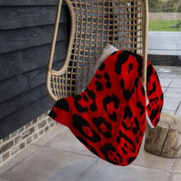 Benjamin Tate Design Red Leopard Print Blanket in Natural - Size: 120 cm x 150 cm - thumbnail 4