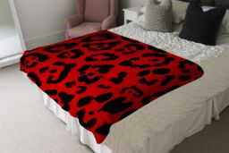 Benjamin Tate Design Red Leopard Print Blanket in Natural - Size: 120 cm x 150 cm - thumbnail 3