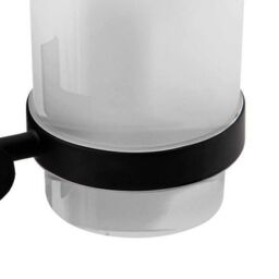 Nes Home Modern Round Matte Black Single Tumbler Holder Wall Mounted Stainless Steel - thumbnail 1