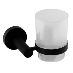Nes Home Modern Round Matte Black Single Tumbler Holder Wall Mounted Stainless Steel - thumbnail 3