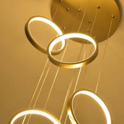 Garwarm 10 Light LED Dimmable Geometric Long Chandelier Hanging Pendant in Metallic Gold - thumbnail 5