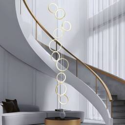 Garwarm 10 Light LED Dimmable Geometric Long Chandelier Hanging Pendant in Metallic Gold - thumbnail 8